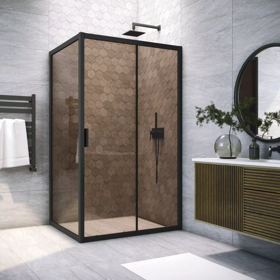 Душевой уголок Vegas-Glass ZP+ZPV NOVO 130x95 черный матовый