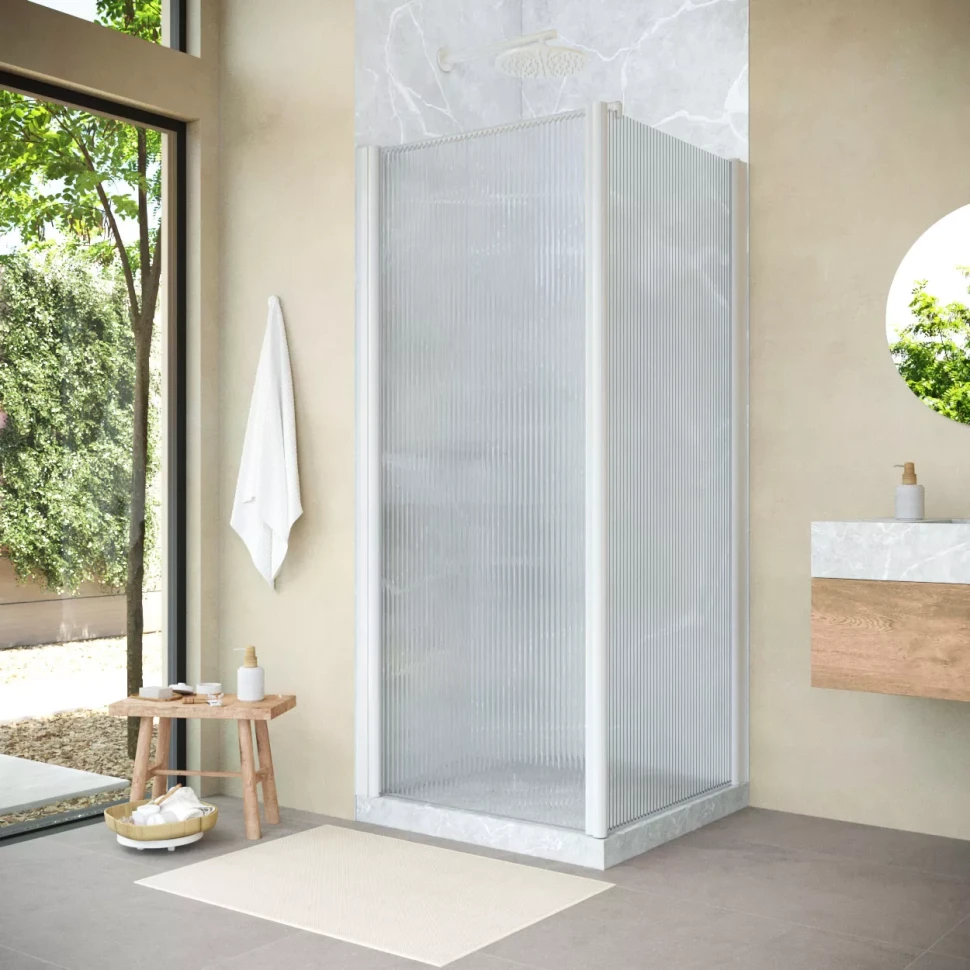 Угловые душевые ограждения с распашными дверями EP-Fis NOVO 90x100 h200 белый
