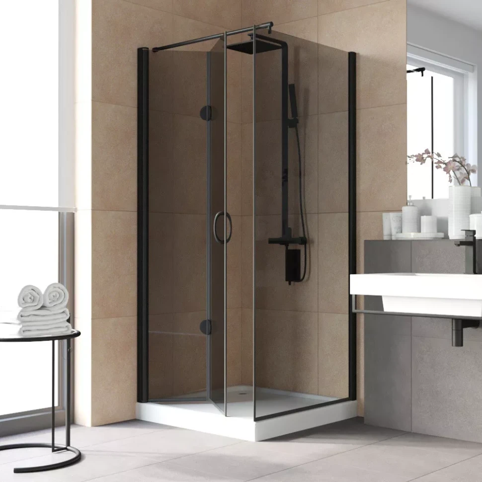 Душевой уголок Vegas-Glass GPS-Fis LUX 90x80 черный матовый