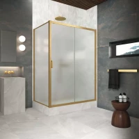 Угловые душевые ограждения ZP+ZPV Protec 150x80 золото матовое