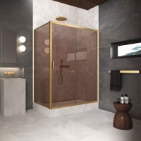 Угловые душевые ограждения ZP+ZPV Protec 150x80 золото матовое