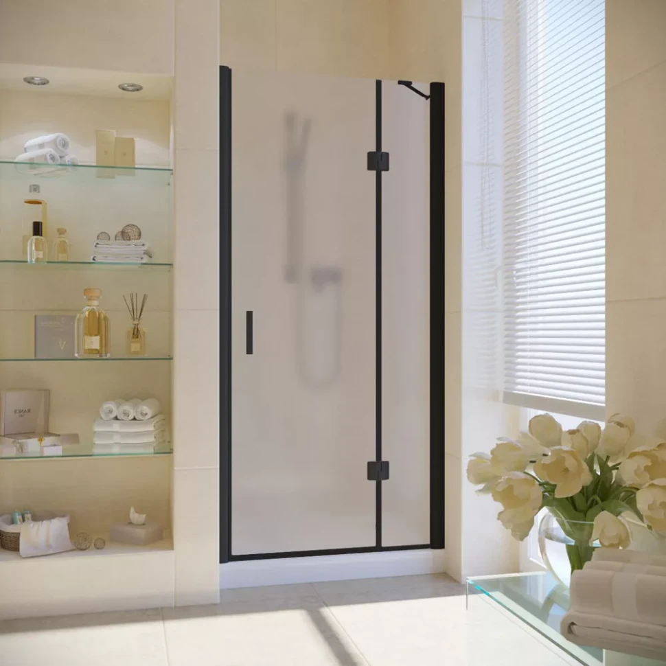 Душевая дверь в нишу Vegas-Glass AFP LUX 120 черный матовый