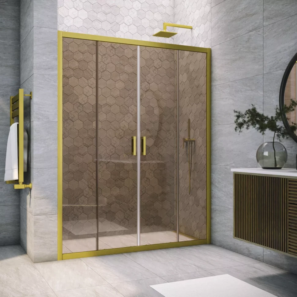 Дверь в душевой проем Vegas-Glass Z2P NOVO 165 золото матовое