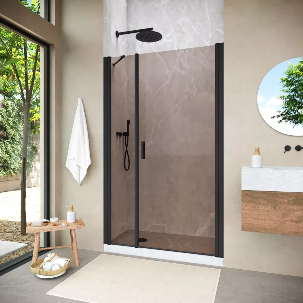 Душевая дверь Vegas-Glass EP-F-2 NOVO 145 h189 черный матовый