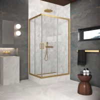 Угловые ограждения с раздвижными дверями ZA-F Protec 95x70 золото матовое