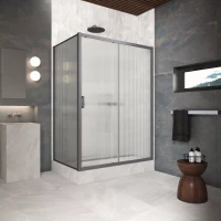 Угловые душевые ограждения ZP+ZPV Protec 115x75 Тёмная оружейная сталь (GunMetal)