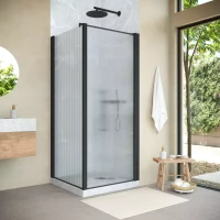 Угловые душевые ограждения с распашными дверями EP-Fis NOVO 90x100 h200 черный матовый