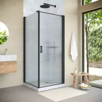 Угловые душевые ограждения с распашными дверями EP-Fis NOVO 90x100 h200 черный матовый