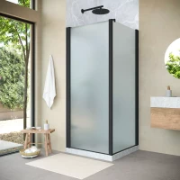 Угловые душевые ограждения с распашными дверями EP-Fis NOVO 90x100 h200 черный матовый