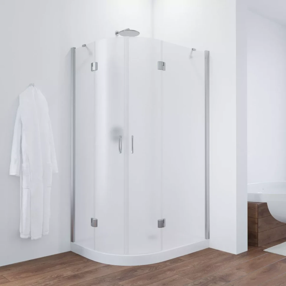 Угловые душевые ограждения с распашными дверями AFS-F NOVO 90x80 глянцевый хром