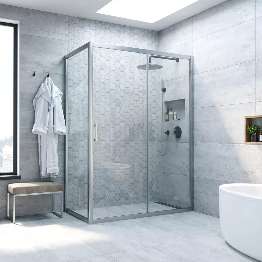 Душевой уголок Vegas-Glass ZP+ZPV NOVO 100x100 матовый хром