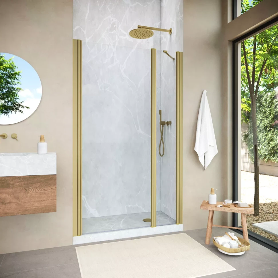 Душевая дверь Vegas-Glass EP-F-1 NOVO 145 h200 золото матовое