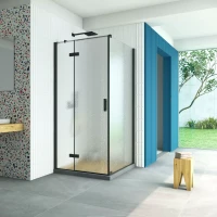 Душевой уголок Vegas-Glass AFP-Fis Retta 80x120 черный матовый