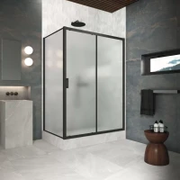 Угловые душевые ограждения ZP+ZPV Protec 125x90 черный матовый