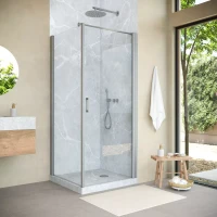 Угловые душевые ограждения с распашными дверями EP-Fis NOVO 90x110 h189 матовый хром