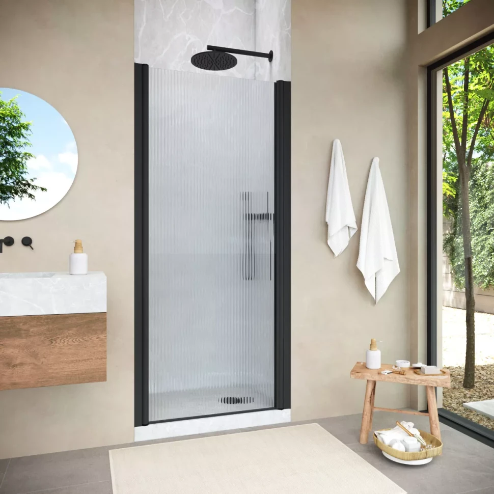 Душевая дверь в нишу Vegas-Glass EP NOVO 80 h200 черный матовый