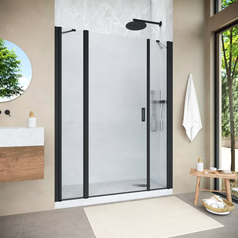 Душевая дверь Vegas-Glass EP-2F NOVO 150 h200 черный матовый