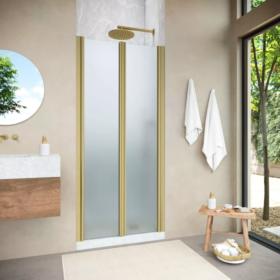 Душевая дверь в нишу Vegas-Glass E2P NOVO 110 h200 золото матовое