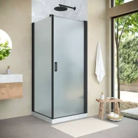 Угловые душевые ограждения с распашными дверями EP-Fis NOVO 90x110 h189 черный матовый