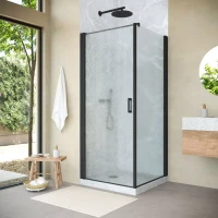 Угловые душевые ограждения с распашными дверями EP-Fis NOVO 90x110 h189 черный матовый
