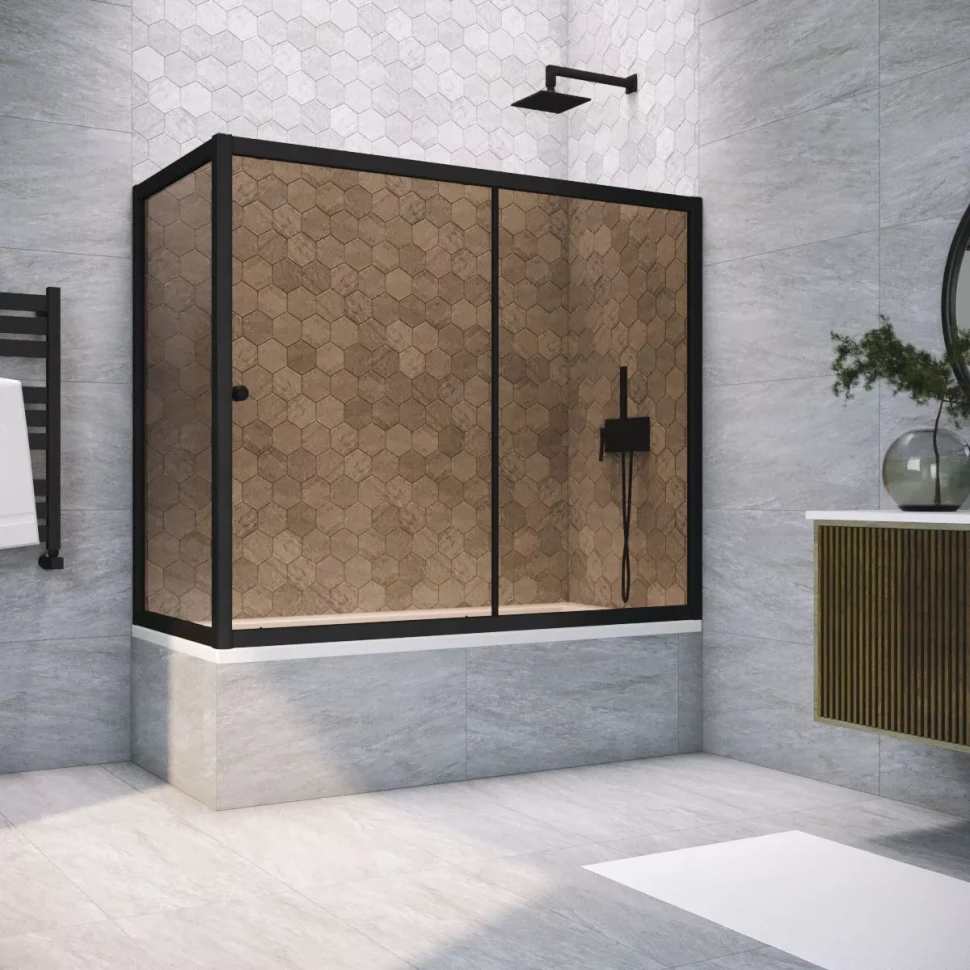 Шторки на ванну ZV+ZVF NOVO 160x85 черный матовый