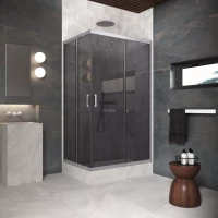 Угловые ограждения с раздвижными дверями ZA-F Protec 95x80 матовый хром