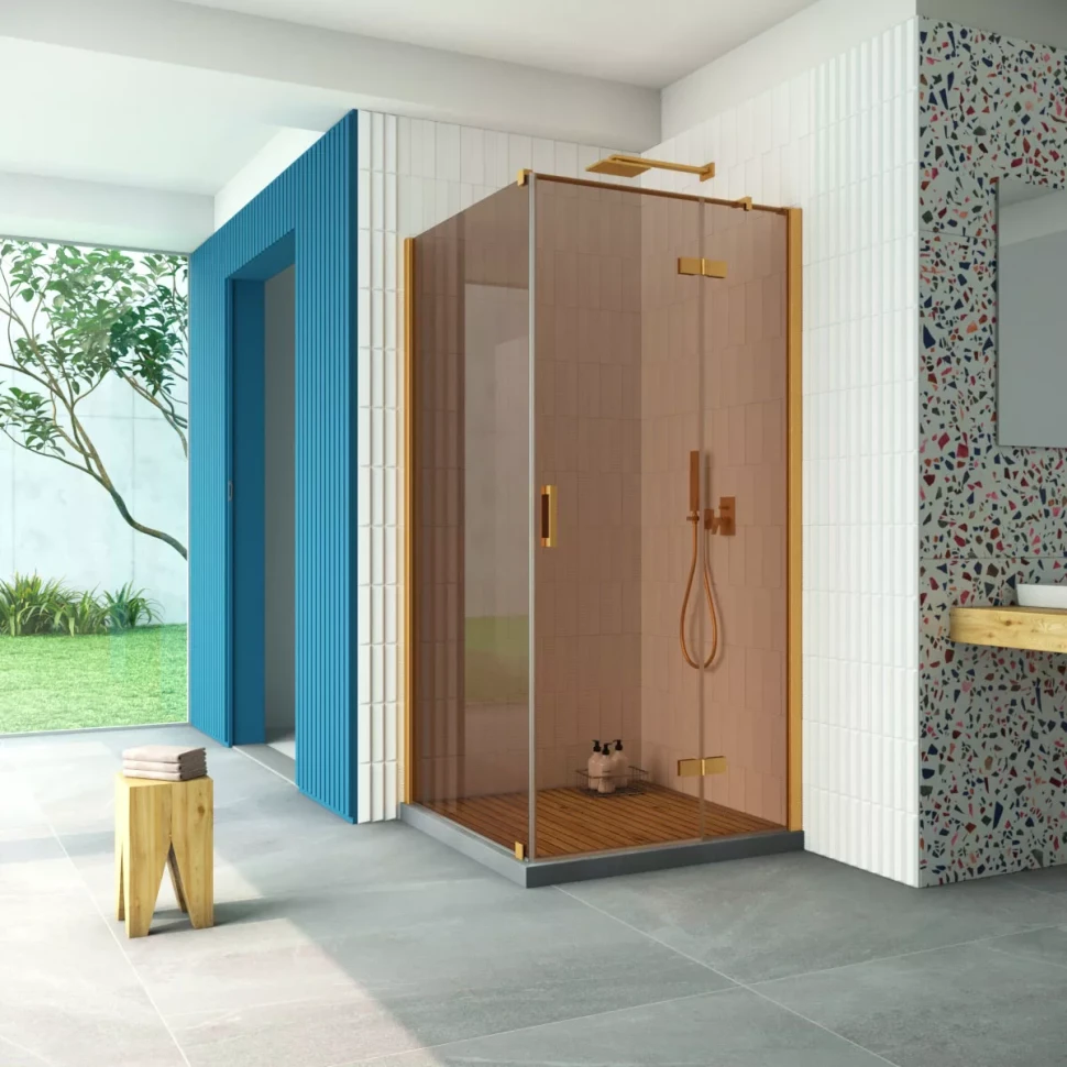 Душевой уголок Vegas-Glass AFP-Fis Retta 80x80 золото матовое