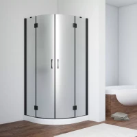 Угловые душевые ограждения с распашными дверями AFS NOVO 100x100 черный матовый