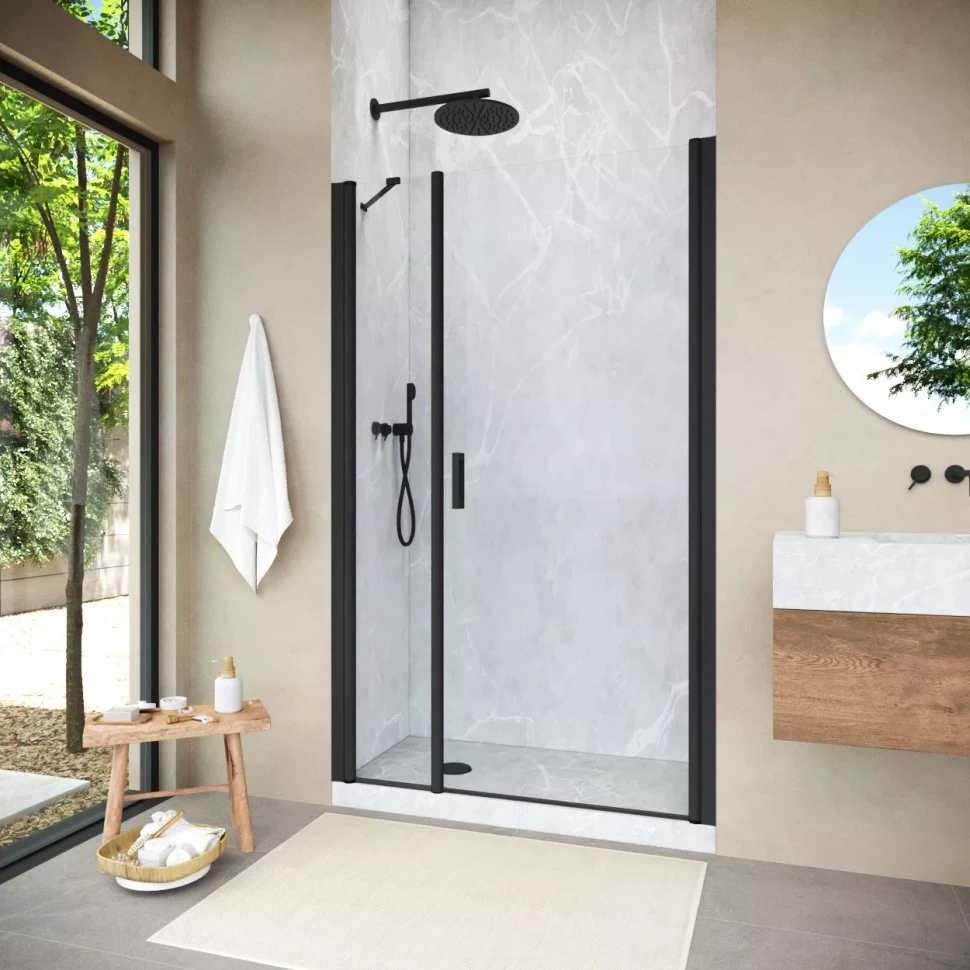 Душевая дверь Vegas-Glass EP-F-2 NOVO 150 h189 черный матовый