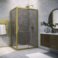 Душевой уголок Vegas-Glass ZP+ZPV NOVO 100x75 золото матовое