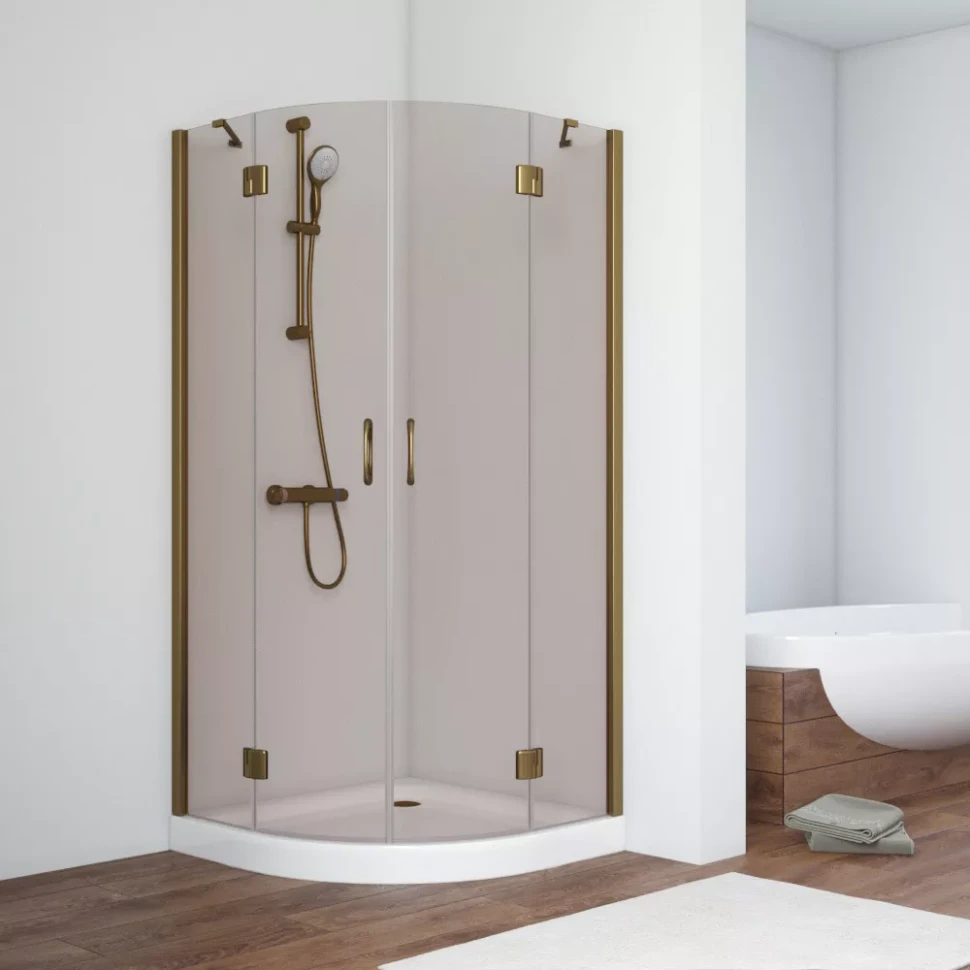 Угловые душевые ограждения с распашными дверями AFS NOVO 110x110 бронза