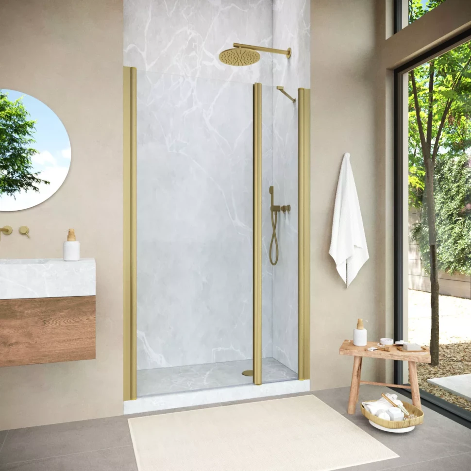 Душевая дверь Vegas-Glass EP-F-2 NOVO 100 h200 золото матовое