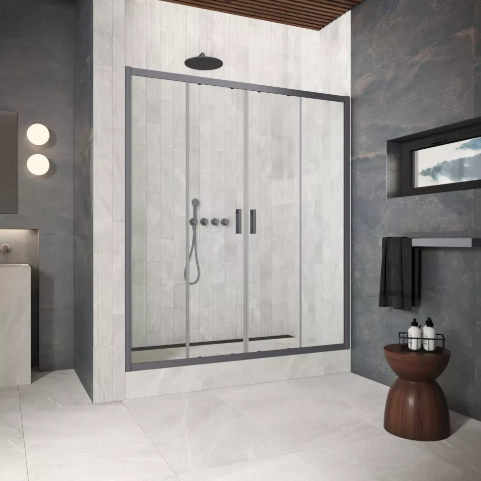 Двери в душевой проем Z2P Protec 220 черный матовый