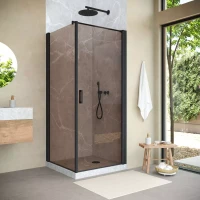Угловые душевые ограждения с распашными дверями EP-Fis NOVO 90x110 h200 черный матовый