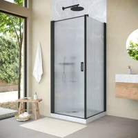 Угловые душевые ограждения с распашными дверями EP-Fis NOVO 90x110 h200 черный матовый