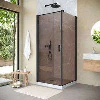 Угловые душевые ограждения с распашными дверями EP-Fis NOVO 90x110 h200 черный матовый