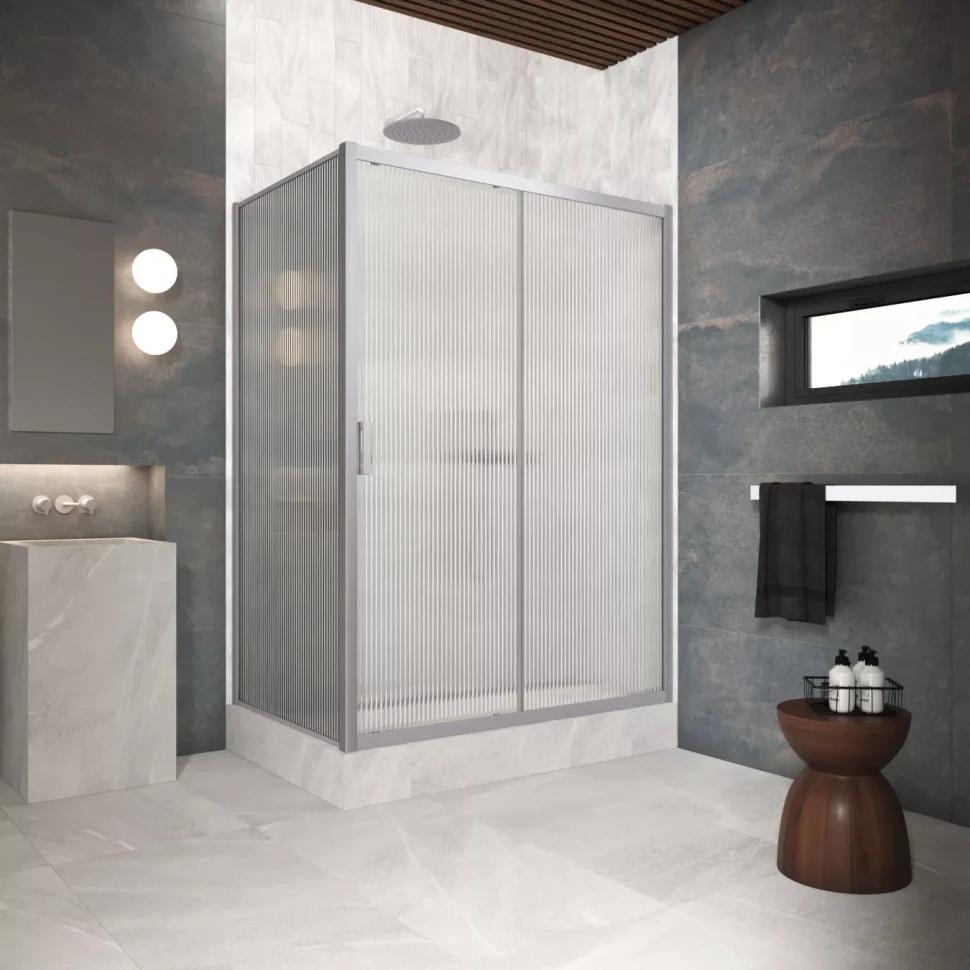 Угловые душевые ограждения ZP+ZPV Protec 165x70 матовый хром