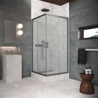 Угловые ограждения с раздвижными дверями ZA Protec 100x100 Тёмная оружейная сталь (GunMetal)