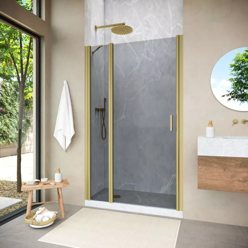 Душевая дверь Vegas-Glass EP-F-1 NOVO 150 h200 золото матовое