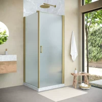 Угловые душевые ограждения с распашными дверями EP-Fis NOVO 90x120 h189 золото матовое