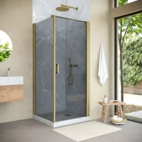Угловые душевые ограждения с распашными дверями EP-Fis NOVO 90x120 h189 золото матовое