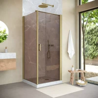 Угловые душевые ограждения с распашными дверями EP-Fis NOVO 90x120 h189 золото матовое