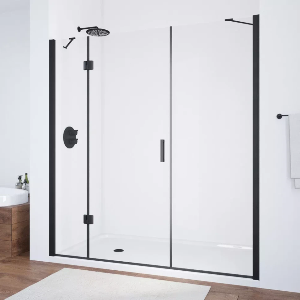 Дверь в душевой проем Vegas-Glass AFP-F NOVO 130 черный матовый