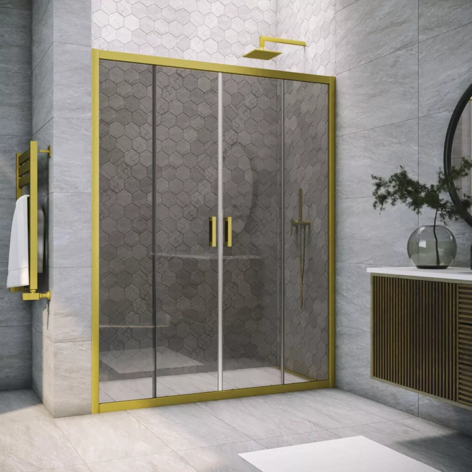 Дверь в душевой проем Vegas-Glass Z2P NOVO 185 золото матовое