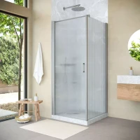 Угловые душевые ограждения с распашными дверями EP-Fis NOVO 90x120 h189 матовый хром