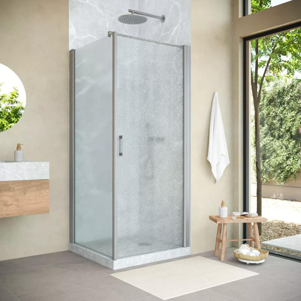 Угловые душевые ограждения с распашными дверями EP-Fis NOVO 90x120 h189 матовый хром