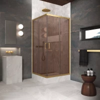 Угловые ограждения с раздвижными дверями ZA Protec 110x110 золото матовое