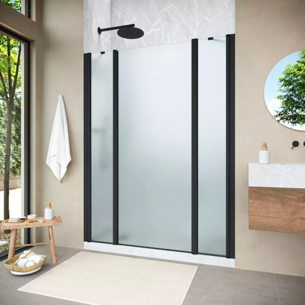 Душевая дверь Vegas-Glass EP-2F NOVO 155 h200 черный матовый