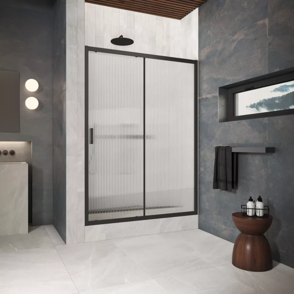 Двери в душевой проем ZP Protec 175 черный матовый