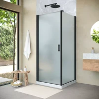 Угловые душевые ограждения с распашными дверями EP-Fis NOVO 90x120 h189 черный матовый